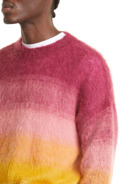 Shop Isabel Marant Drussellh Gradient Stripe Crewneck Mohair & Merino Wool Blend Sweater In Raspberry/ Ocre
