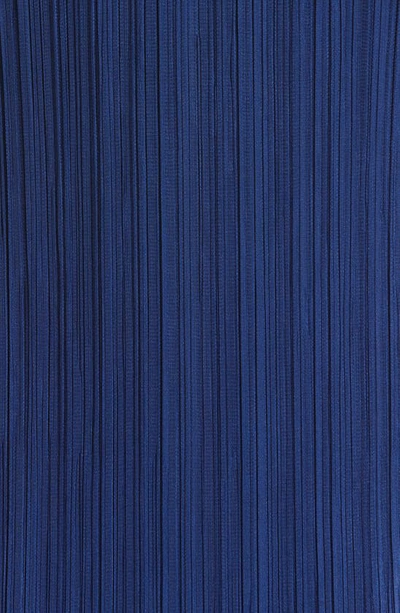 Shop Issey Miyake Pleated Long Sleeve Midi Dress In Deep Blue