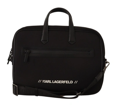 Shop Karl Lagerfeld Black Nylon Laptop Crossbody Men's Bag