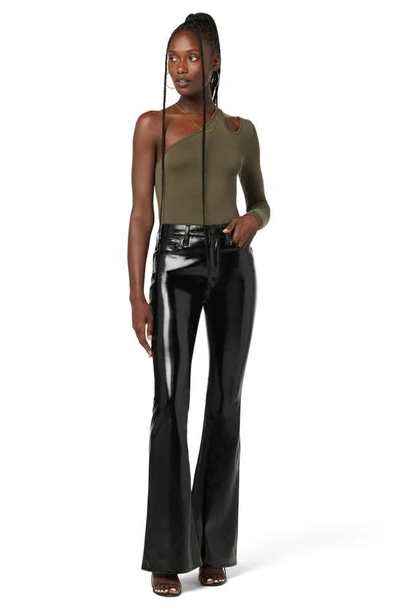 Hudson Holly High Rise Flared Jeans In Black Patent In Black Patent