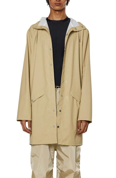 Shop Rains Waterproof Longline Jacket In Sand