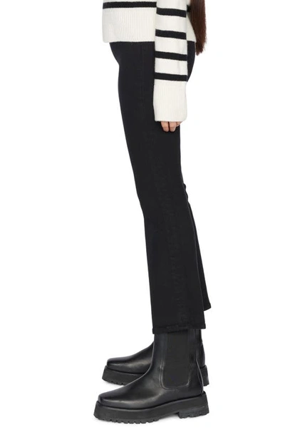 Frame The Jetset High Rise Crop Bootcut Jeans In Sheen Noir In Sheen Noir