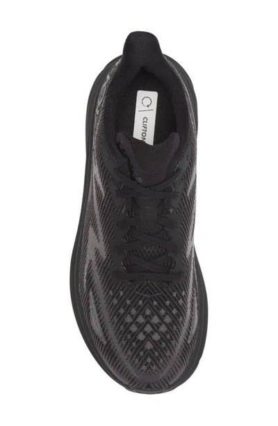 Shop Hoka Clifton 9 Running Shoe In Black / Black