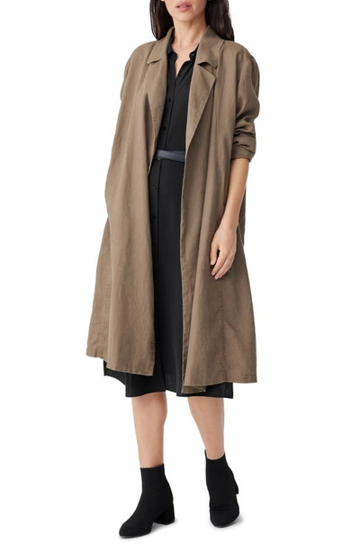 Eileen fisher linen trench coat sale