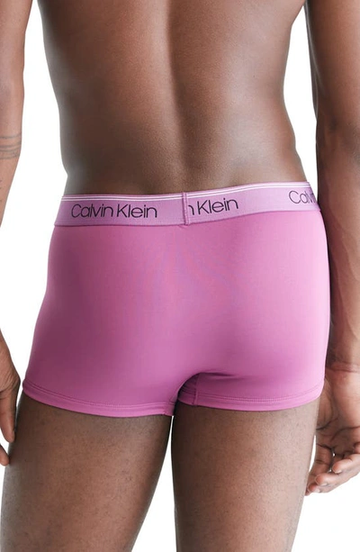 Shop Calvin Klein 3-pack Low Rise Microfiber Stretch Trunks In Amethyst/ Blue/ White