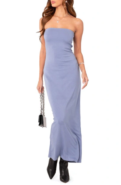 Shop Edikted Strapless Dress In Blue