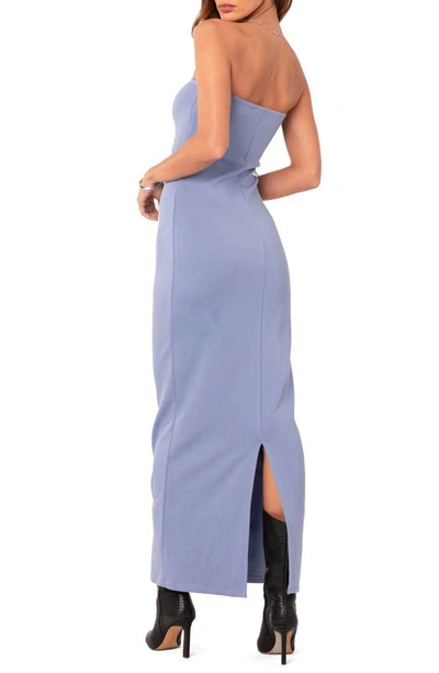 Shop Edikted Strapless Dress In Blue