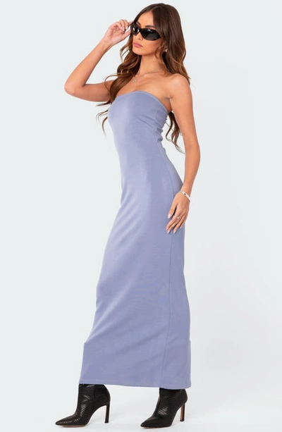 Shop Edikted Strapless Dress In Blue