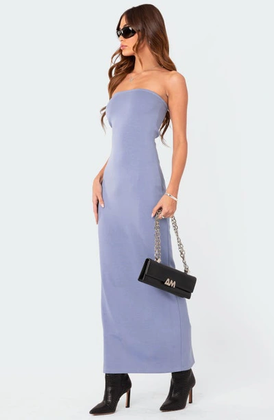 Shop Edikted Strapless Dress In Blue