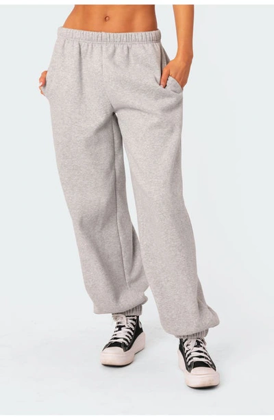 Edikted Clark Oversize Cotton Blend Sweatpants In Grey-melange