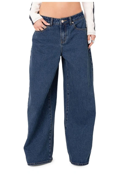 Edikted Rocksi Low Rise Wide Leg Jeans In Blue