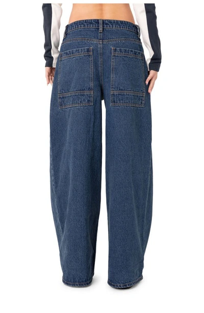 Edikted Rocksi Low Rise Wide Leg Jeans In Blue