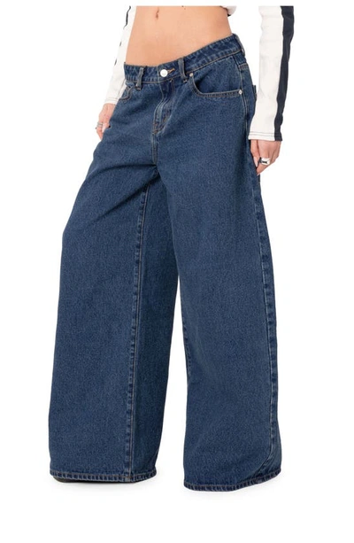 Edikted Rocksi Low Rise Wide Leg Jeans In Blue