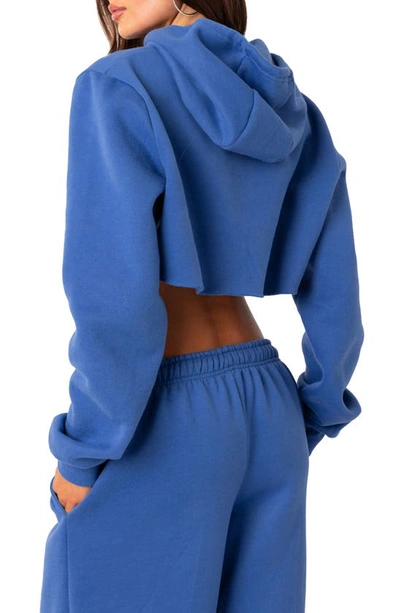 Edikted Brenna Crop Hoodie In Blue