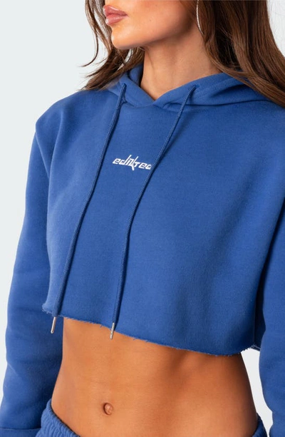 Edikted Brenna Crop Hoodie In Blue