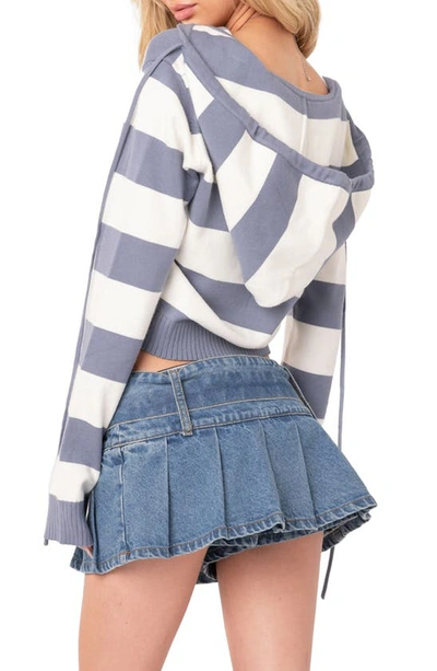 Shop Edikted Ginger Stripe Hooded Jacket In Blue