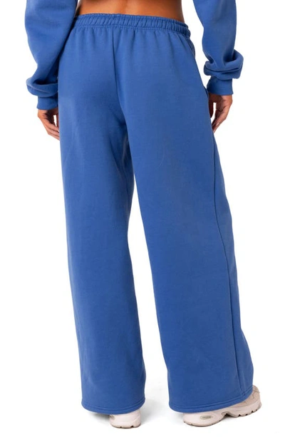 Edikted Breanna Low Rise Wide Leg Sweatpants In Blue