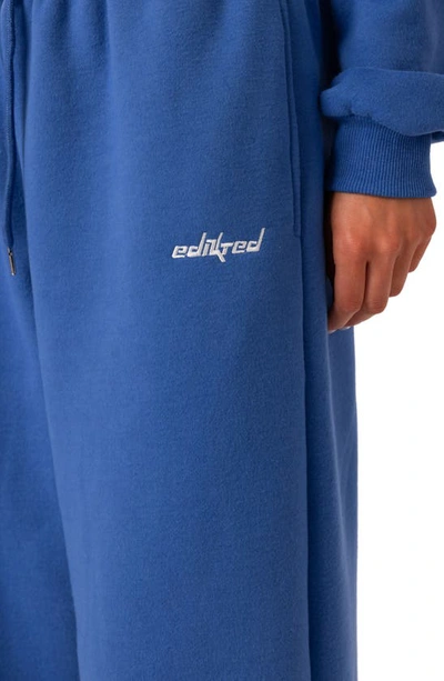 Edikted Breanna Low Rise Wide Leg Sweatpants In Blue