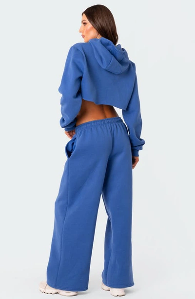 Edikted Breanna Low Rise Wide Leg Sweatpants In Blue