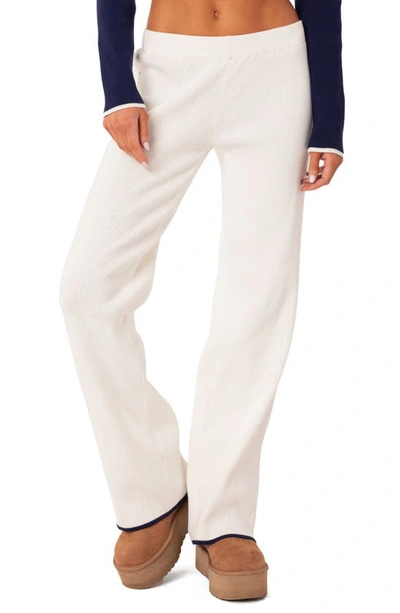 Shop Edikted Jax Low Rise Knit Pants In White