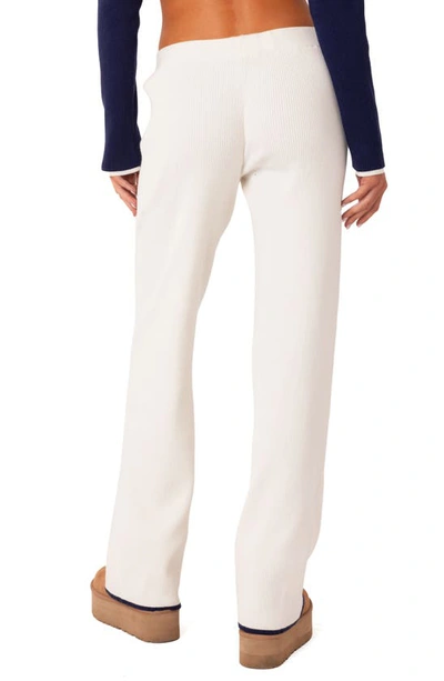 Edikted Jax Low Rise Knit Pants In White