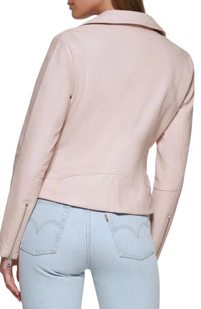 Shop Levi's Faux Leather Moto Jacket In Peach Blossom