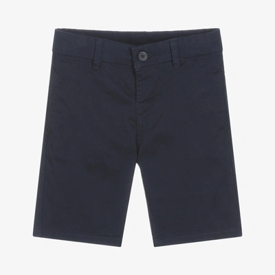 Shop Mayoral Boys Navy Blue Cotton Shorts