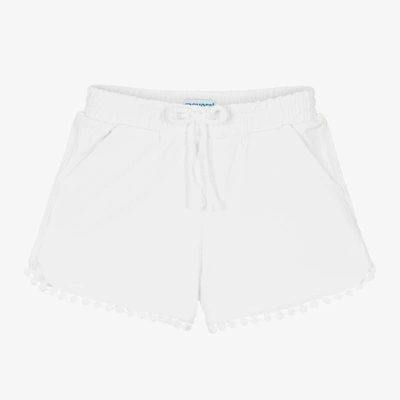 Shop Mayoral Girls White Cotton Jersey Shorts