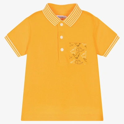 Shop Mayoral Baby Boys Orange Dino Cotton Polo Shirt
