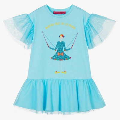 Shop Agatha Ruiz De La Prada Girls Blue Cotton Tulle Dress