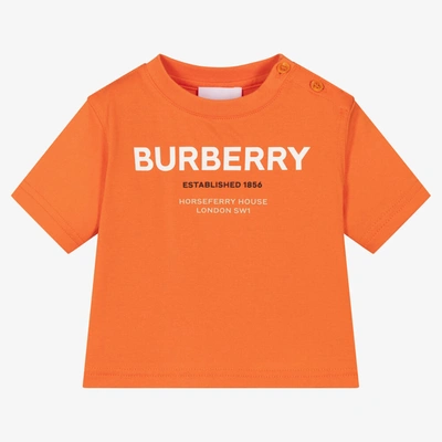 Shop Burberry Baby Boys Orange Horseferry T-shirt
