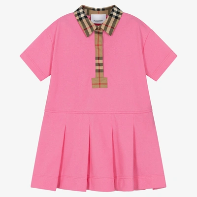 Shop Burberry Baby Girls Pink Vintage Check Polo Dress