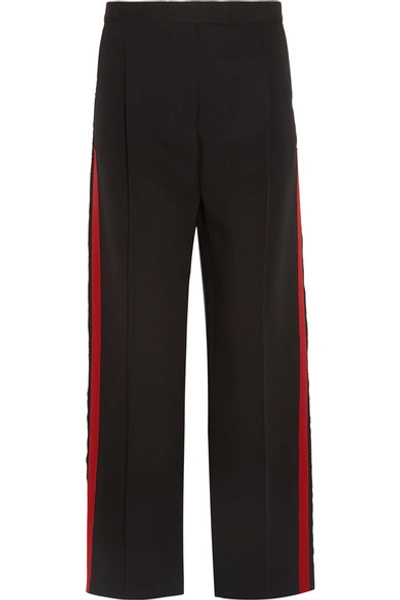 Alexander Mcqueen Wool And Silk-blend Gabardine Wide-leg Pants In Black And Red