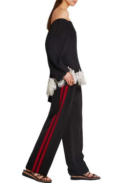 Shop Alexander Mcqueen Wool And Silk-blend Gabardine Wide-leg Pants