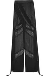 GIVENCHY Wide-leg pants in black satin, lace and chiffon