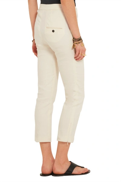 Shop Isabel Marant Lindy Cropped Stretch Linen-blend Skinny Pants