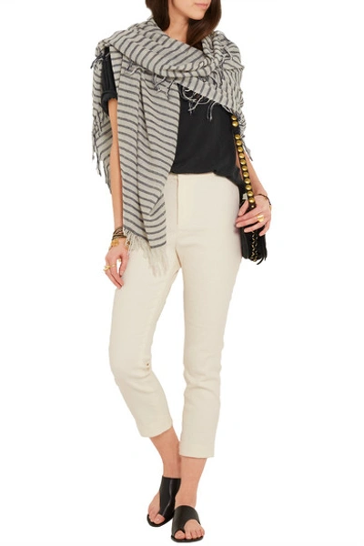 Shop Isabel Marant Lindy Cropped Stretch Linen-blend Skinny Trousers