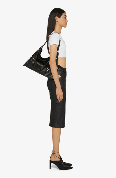 Shop Givenchy Medium Voyou Leather Hobo In Black