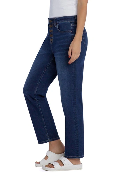 Hint Of Blu Effortless Exposed Button Fly Boyfriend Jeans In Dark Zuma