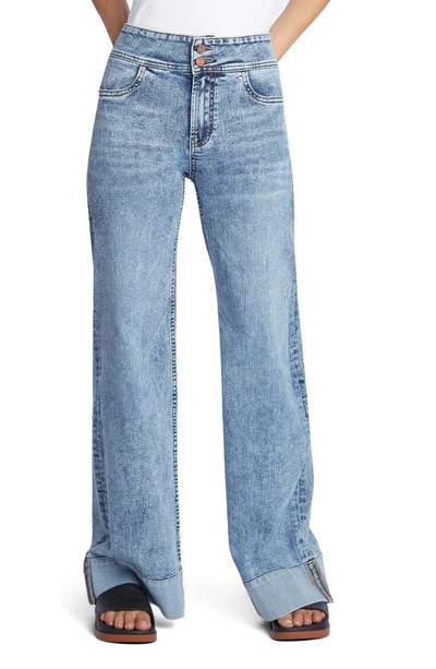 Shop Hint Of Blu Mighty High Waist Wide Leg Jeans In West Village