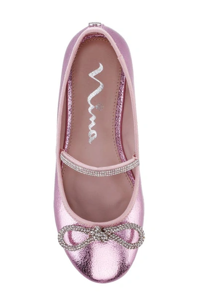 Shop Nina Kids' Kendalla Ballet Flat In Light Pink Crackled Metallic