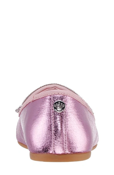 Shop Nina Kids' Kendalla Ballet Flat In Light Pink Crackled Metallic