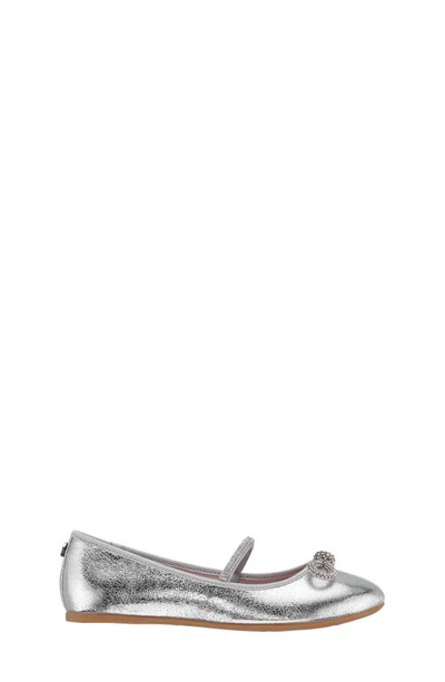 Shop Nina Kids' Kendalla Ballet Flat In Silver Crackled Metallic