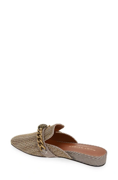 Kurt Geiger Eagle Head Flat Mules In Dark Beige Fabric
