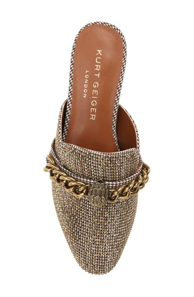 Kurt Geiger Eagle Head Flat Mules In Dark Beige Fabric