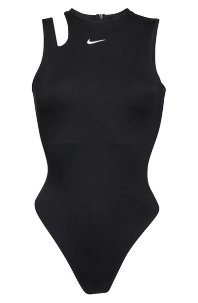 Shop Nike Essential Cutout Bodysuit In Black/ White
