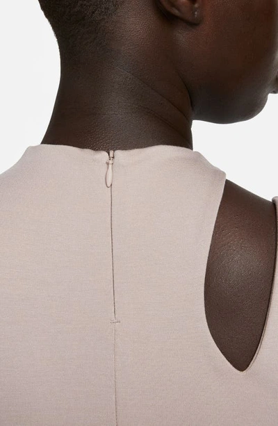 Shop Nike Essential Cutout Bodysuit In Diffused Taupe/ White
