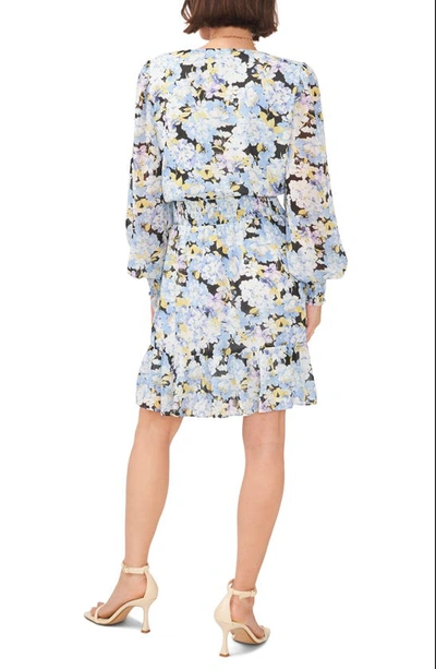 Vince Camuto Printed Smocked Ruffled-sleeve Dress