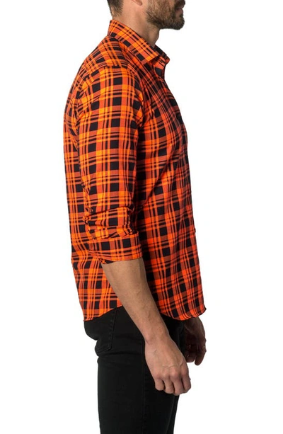 Shop Jared Lang Plaid Button-up Shirt In Orange Check