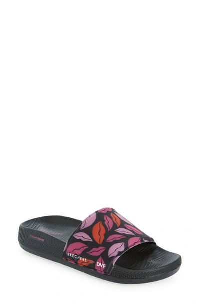 Shop Skechers X Dvf Hyper Slide Sandal In Black/ Multi